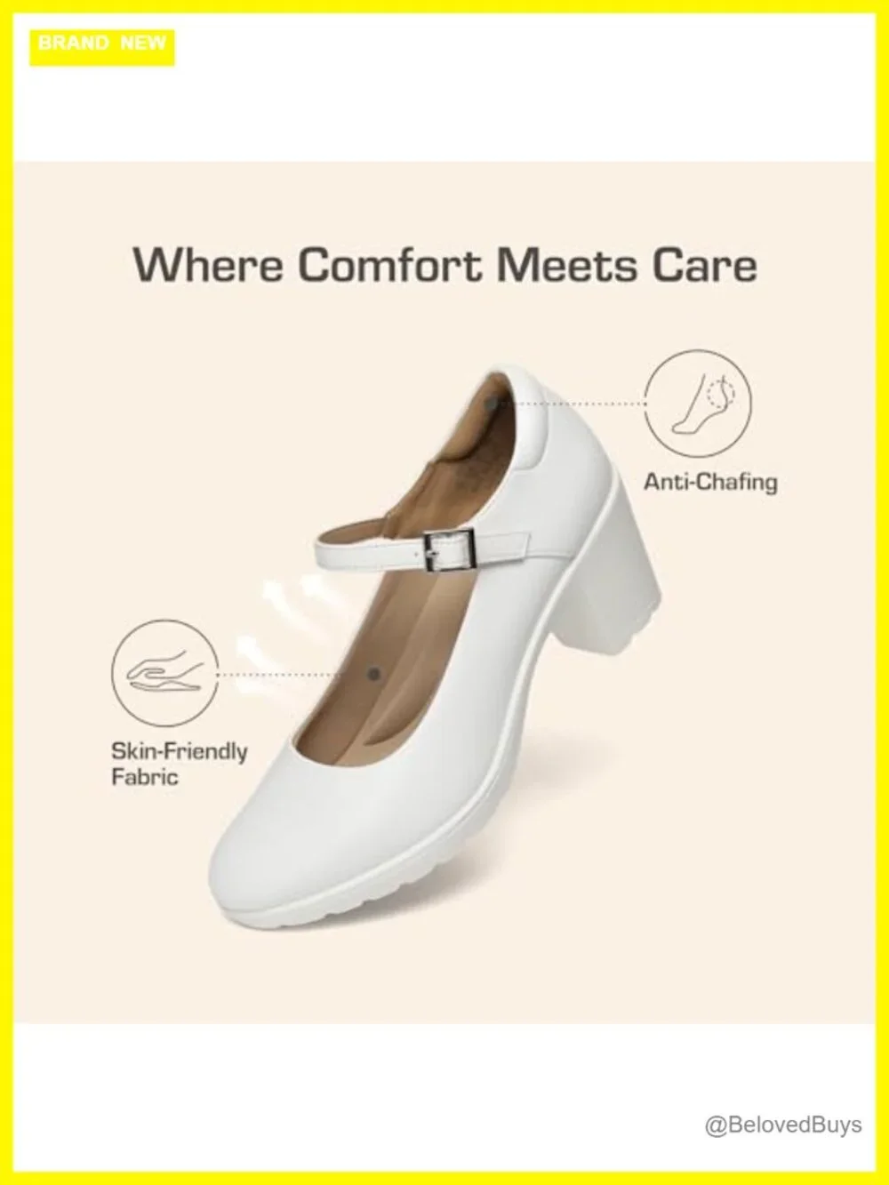 Mary Jane Chunky Heels with Arch Support, 2.8-Inch Low Block Heel, Closed Toe
